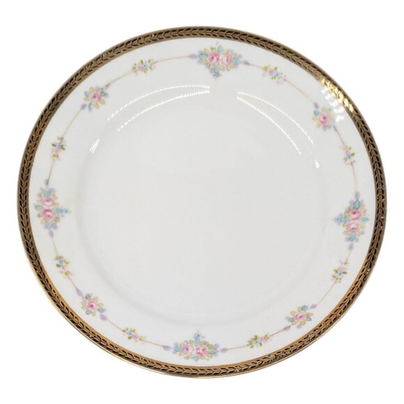 Antique Noritake M Small Plate LOT OF 6 Roses Gold Encrusted 7.5" JAPAN - Picture 4 of 11